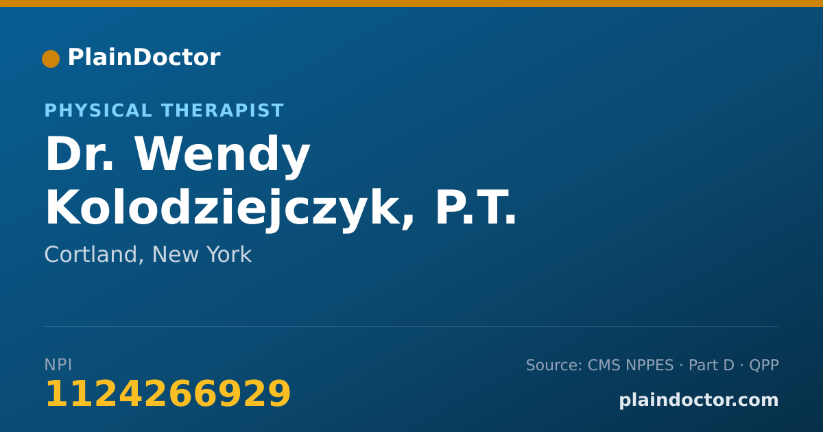 Shareable card for Wendy Kolodziejczyk, P.T. - Physical Therapist, Cortland, NY