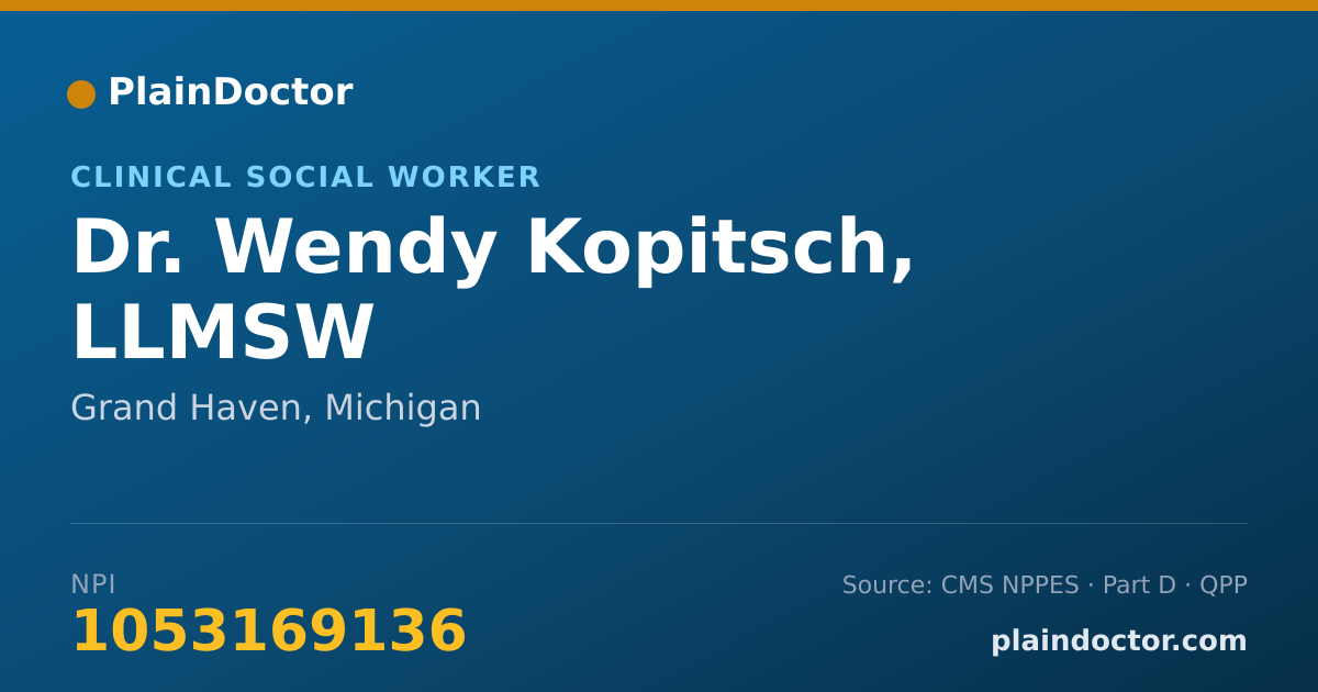 Shareable card for Wendy Kopitsch, LLMSW - Clinical Social Worker, Grand Haven, MI