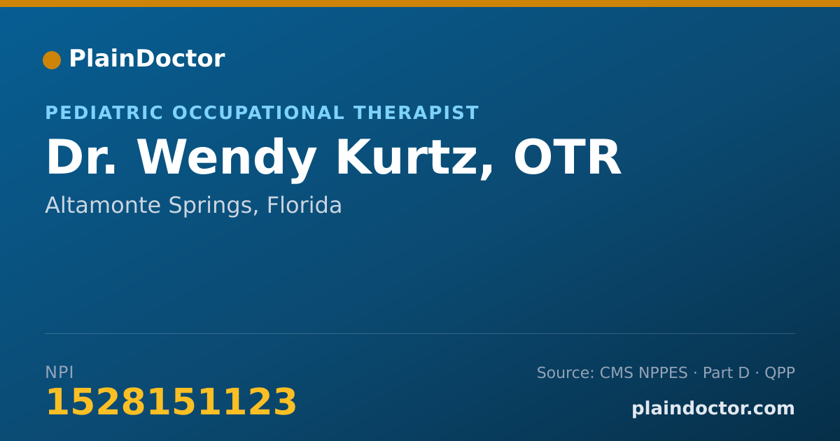 Shareable card for Wendy Kurtz, OTR - Pediatric Occupational Therapist, Altamonte Springs, FL