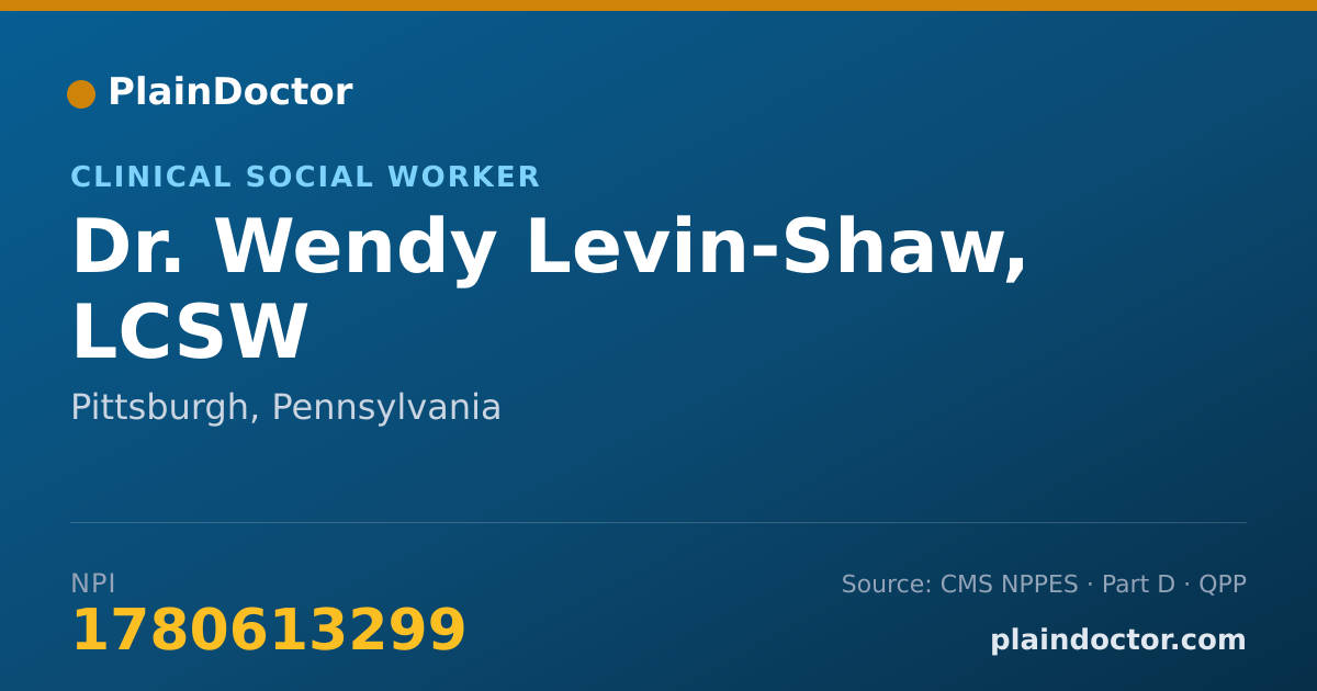 Shareable card for Wendy Levin-Shaw, LCSW - Clinical Social Worker, Pittsburgh, PA