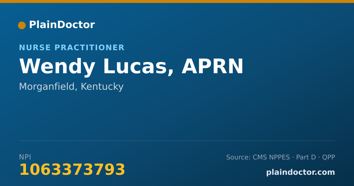 Shareable card for Wendy Lucas, APRN - Student in an Organized Health Care Education/Training Program, Morganfield, KY