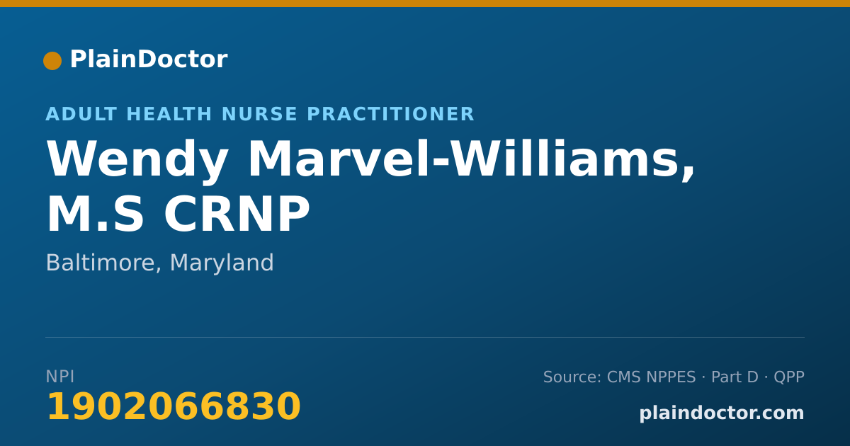 Shareable card for Wendy Marvel-Williams, M.S CRNP - Adult Health Nurse Practitioner, Baltimore, MD