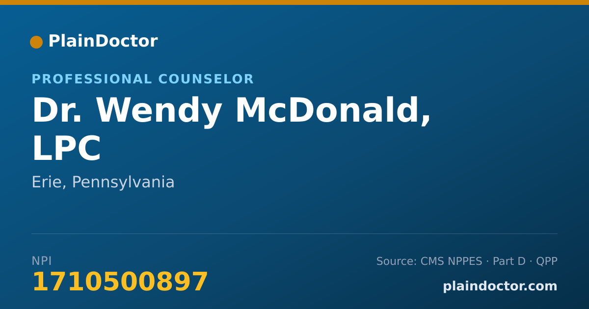 Shareable card for Wendy McDonald, LPC - Professional Counselor, Erie, PA