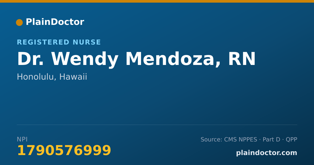 Shareable card for Wendy Mendoza, RN - Registered Nurse, Honolulu, HI