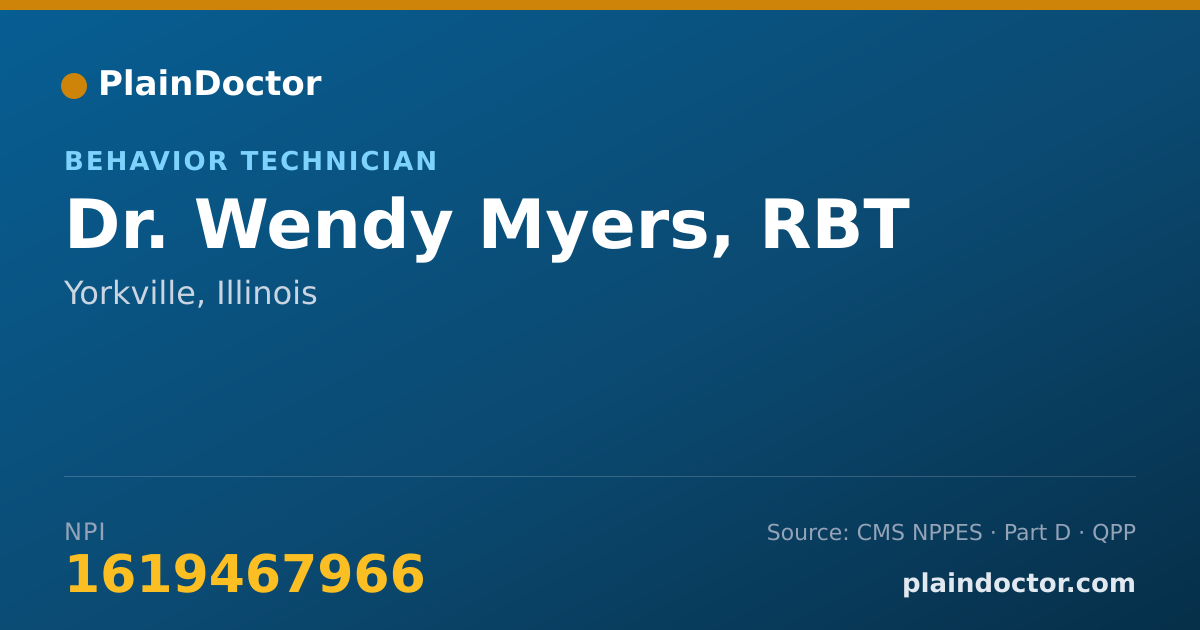 Shareable card for Wendy Myers, RBT - Behavior Technician, Yorkville, IL