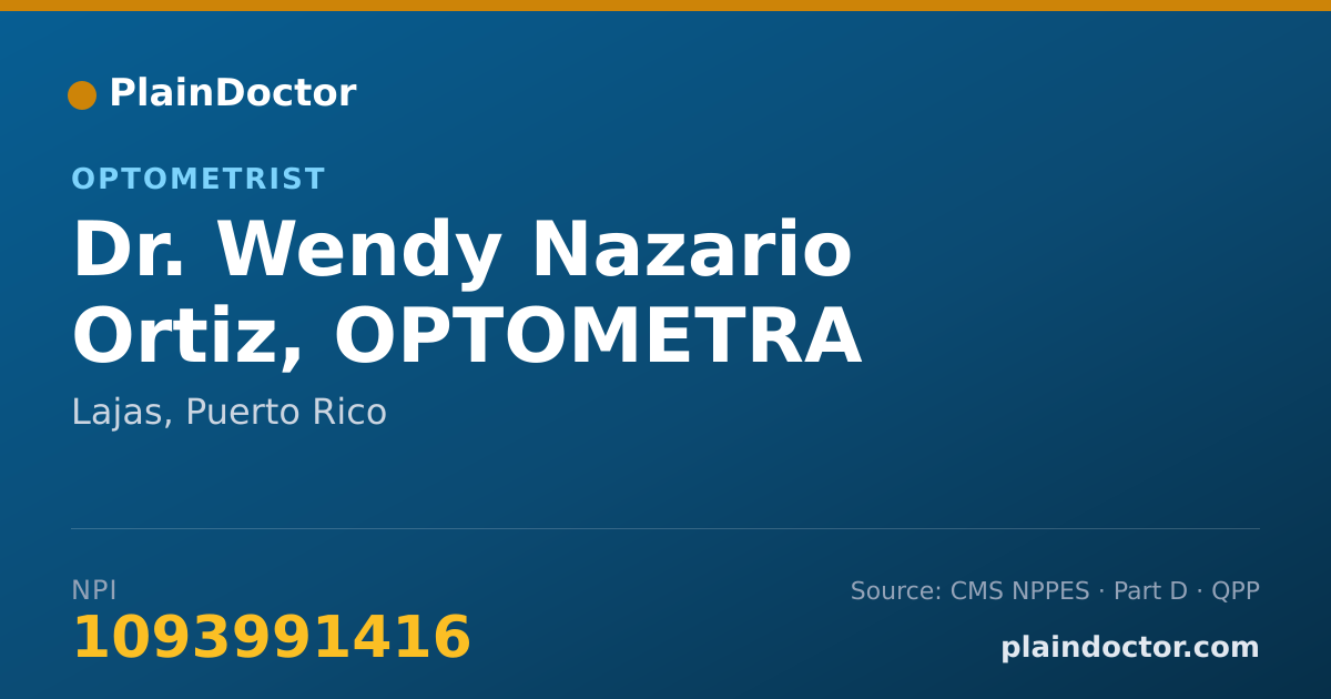 Shareable card for Wendy Nazario Ortiz, OPTOMETRA - Optometrist, Lajas, PR