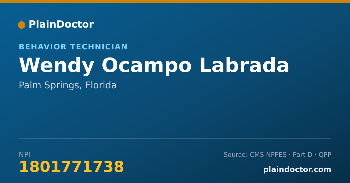 Shareable card for Wendy Ocampo Labrada - Behavior Technician, Palm Springs, FL