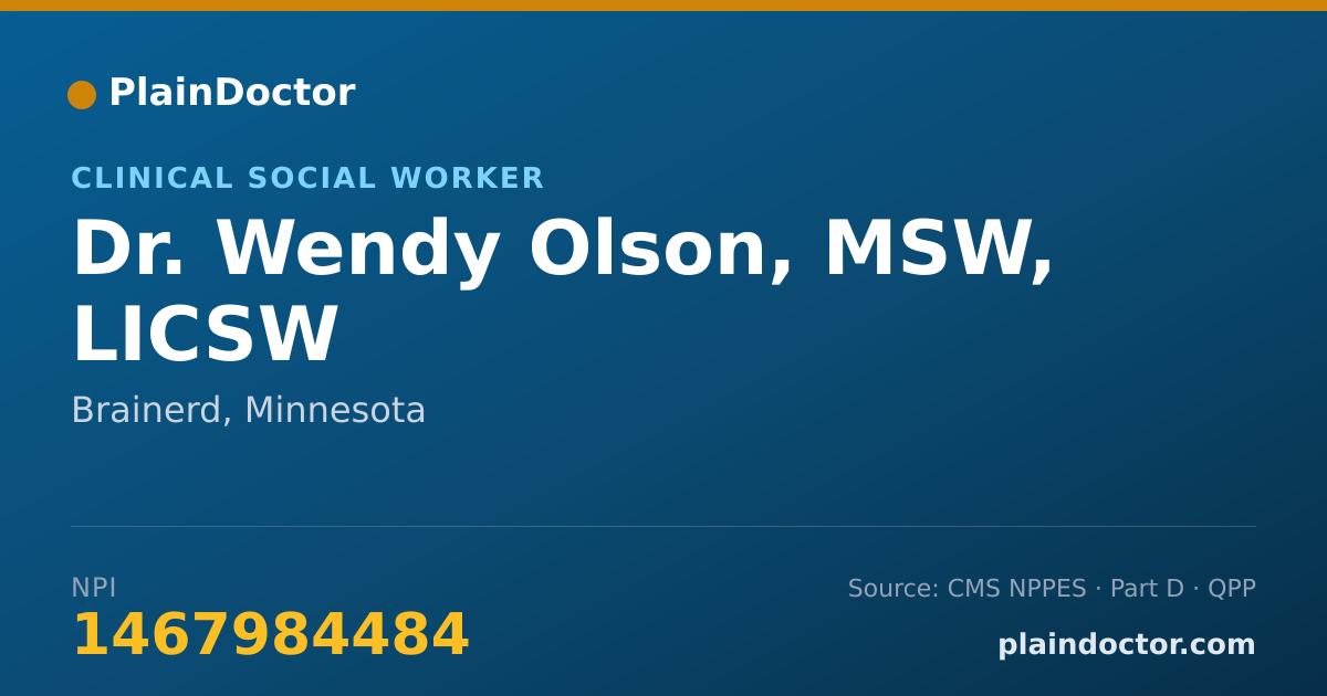 Shareable card for Wendy Olson, MSW, LICSW - Clinical Social Worker, Brainerd, MN
