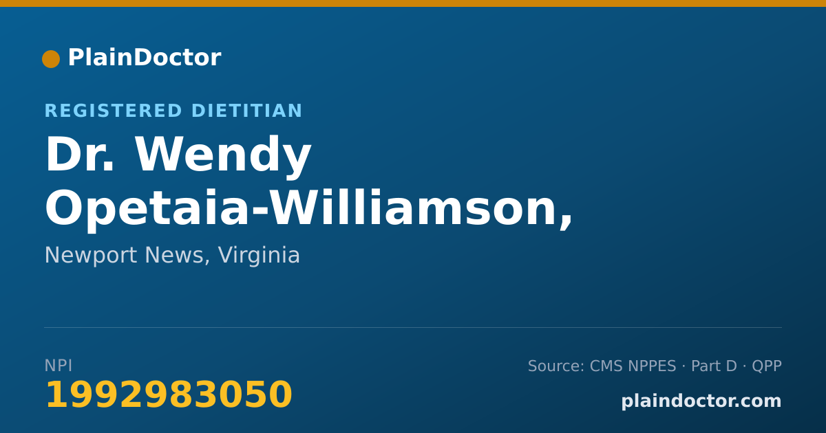 Shareable card for Wendy Opetaia-Williamson, R.D. - Registered Dietitian, Newport News, VA