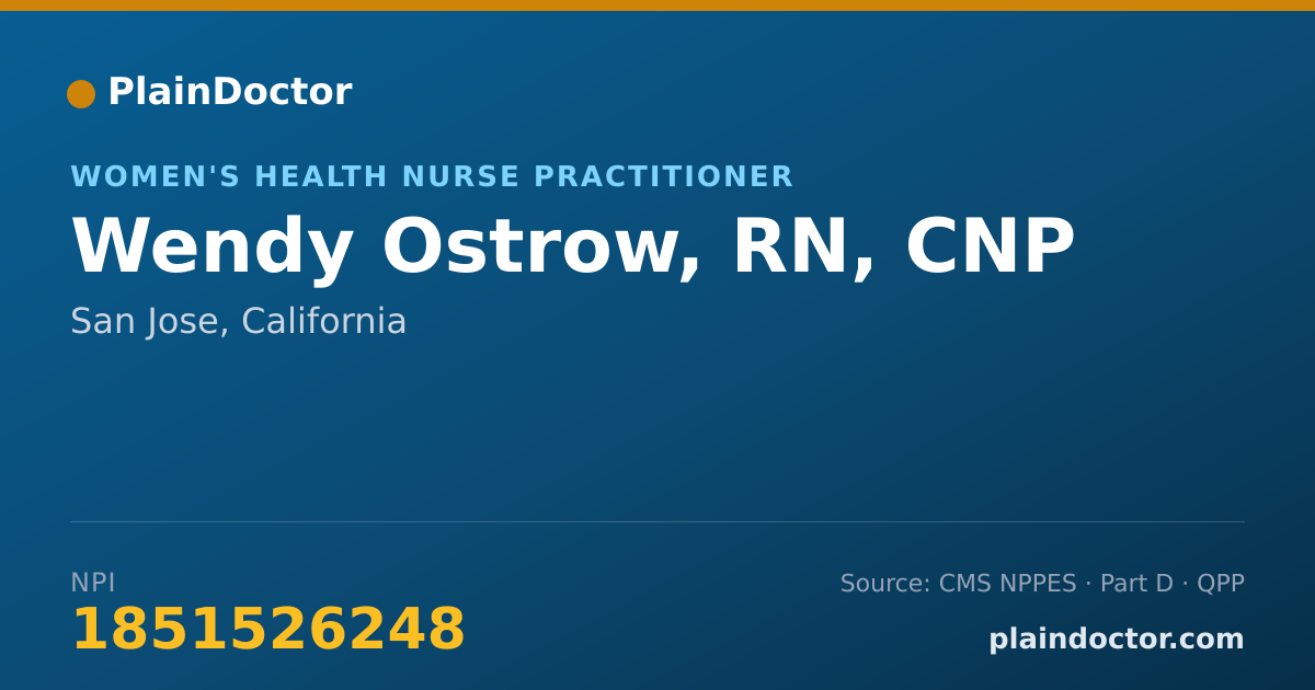 Shareable card for Wendy Ostrow, RN, CNP - Women's Health Nurse Practitioner, San Jose, CA