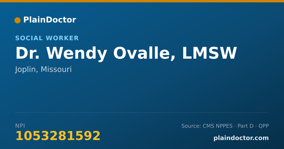 Shareable card for Wendy Ovalle, LMSW - Social Worker, Joplin, MO