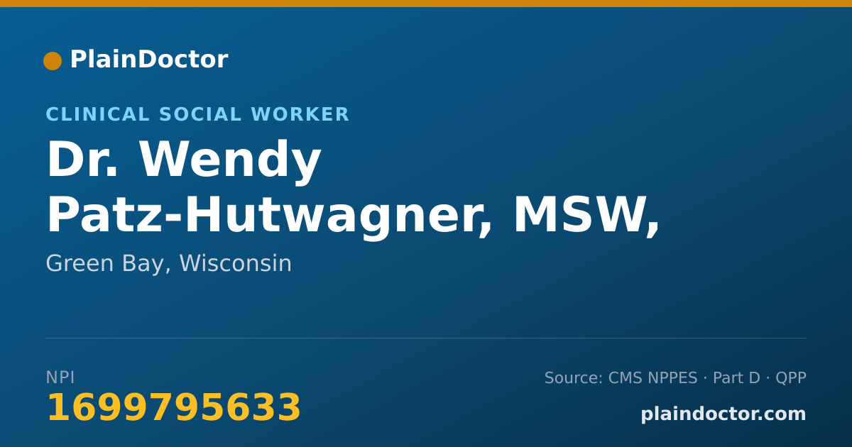 Shareable card for Wendy Patz-Hutwagner, MSW, LCSW - Clinical Social Worker, Green Bay, WI