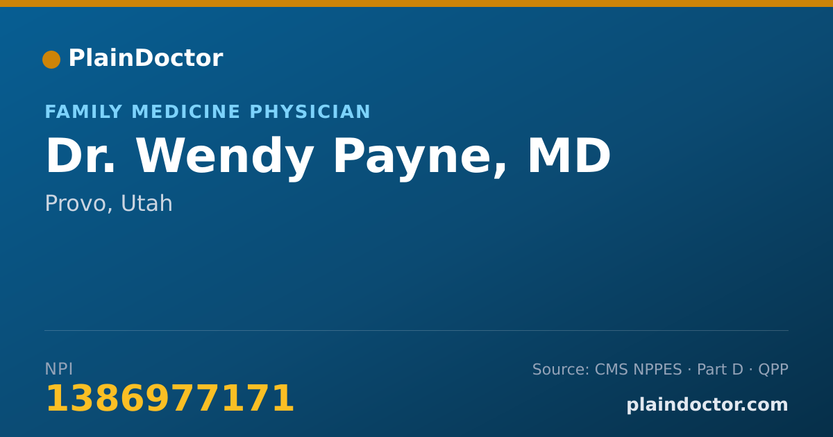Shareable card for Wendy Payne, MD - Family Medicine Physician, Provo, UT