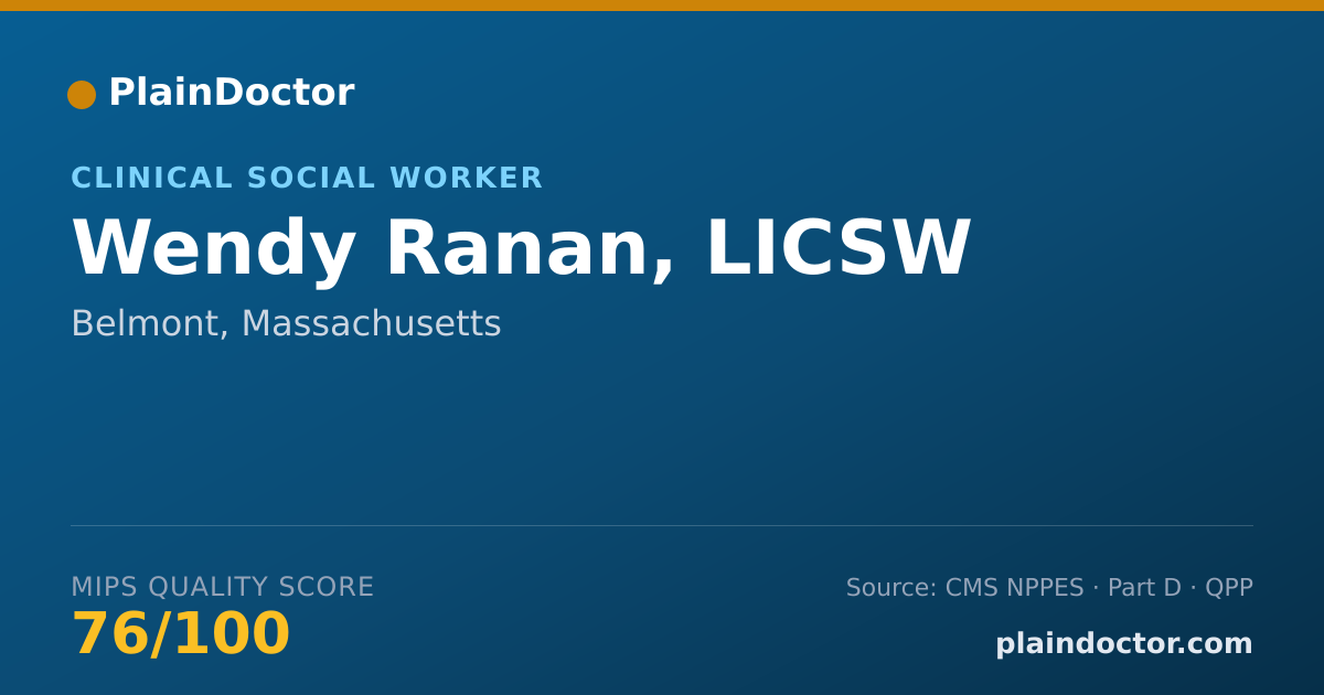 Shareable card for Wendy Ranan, LICSW - Clinical Social Worker, Belmont, MA
