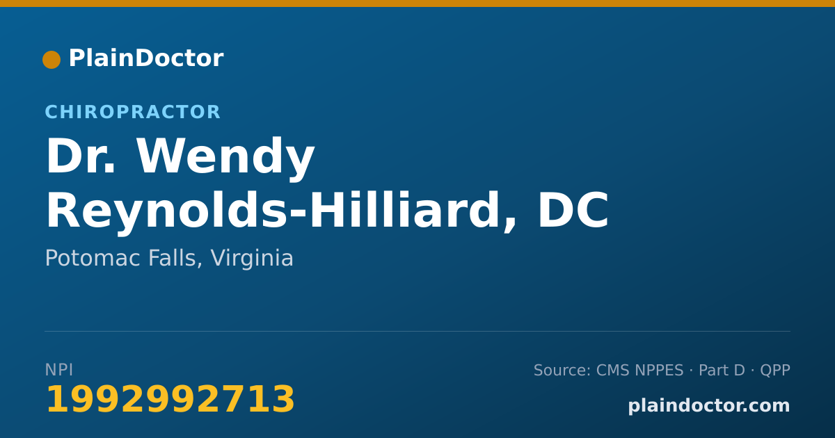 Shareable card for Wendy Reynolds-Hilliard, DC - Chiropractor, Potomac Falls, VA