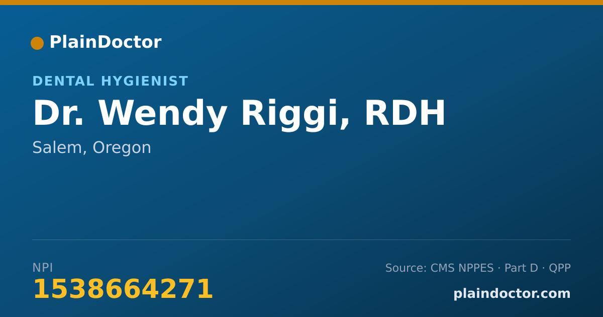 Shareable card for Wendy Riggi, RDH - Dental Hygienist, Salem, OR