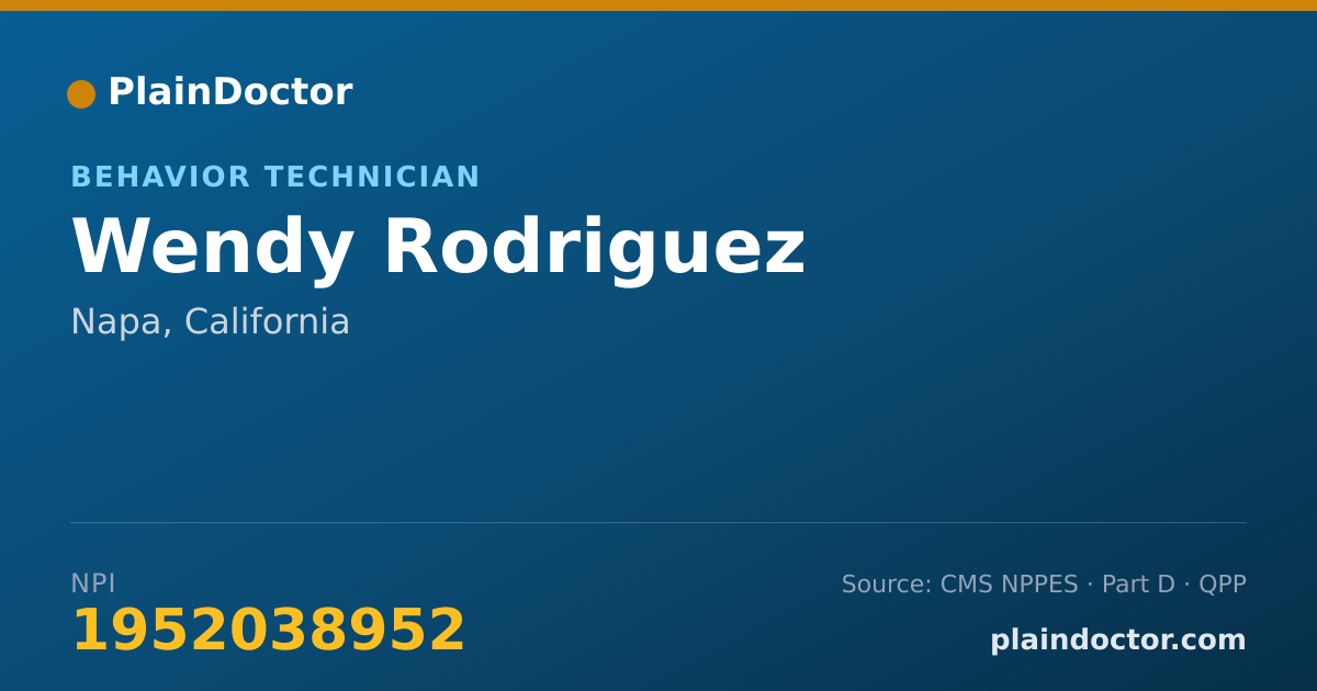 Shareable card for Wendy Rodriguez - Behavior Technician, Napa, CA