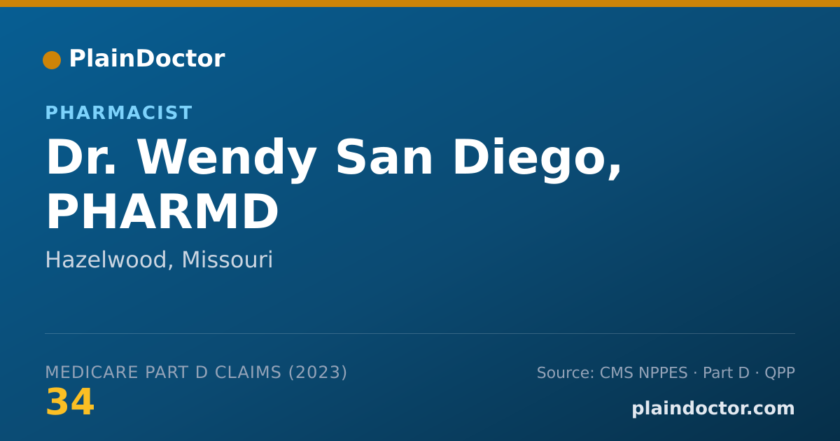 Shareable card for Wendy San Diego, PHARMD - Pharmacist, Hazelwood, MO