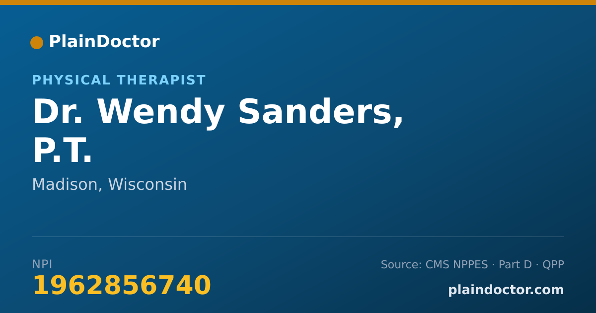 Shareable card for Wendy Sanders, P.T. - Physical Therapist, Madison, WI