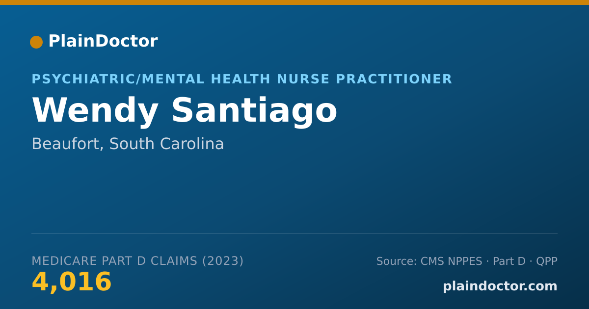 Shareable card for Wendy Santiago - Psychiatric/Mental Health Nurse Practitioner, Beaufort, SC