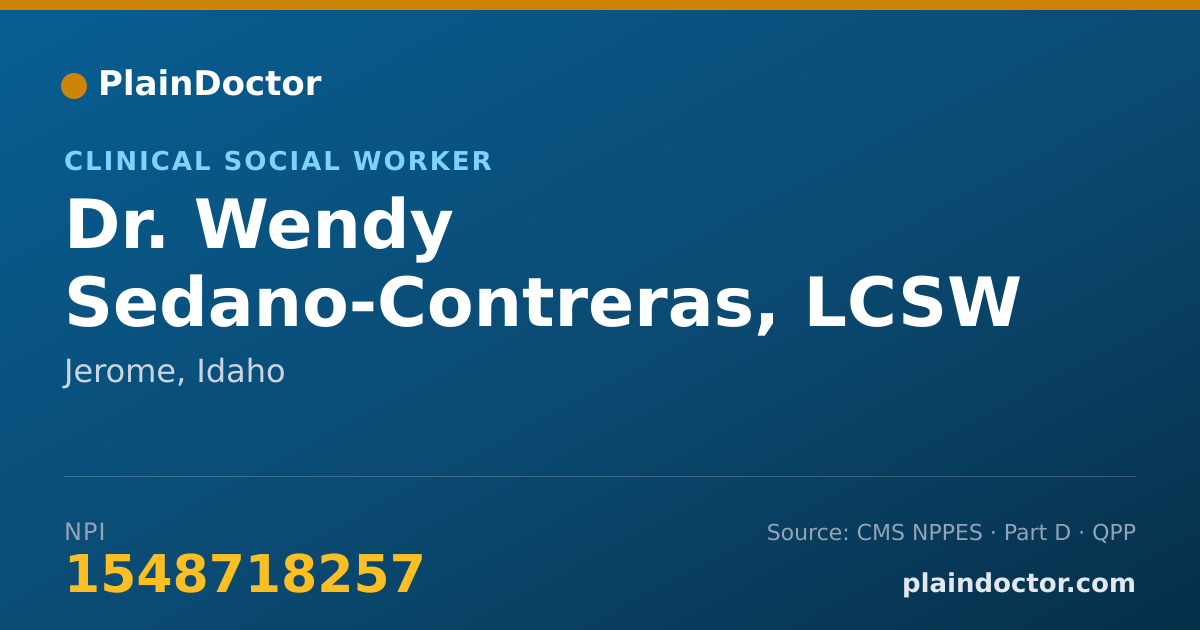 Shareable card for Wendy Sedano-Contreras, LCSW - Clinical Social Worker, Jerome, ID