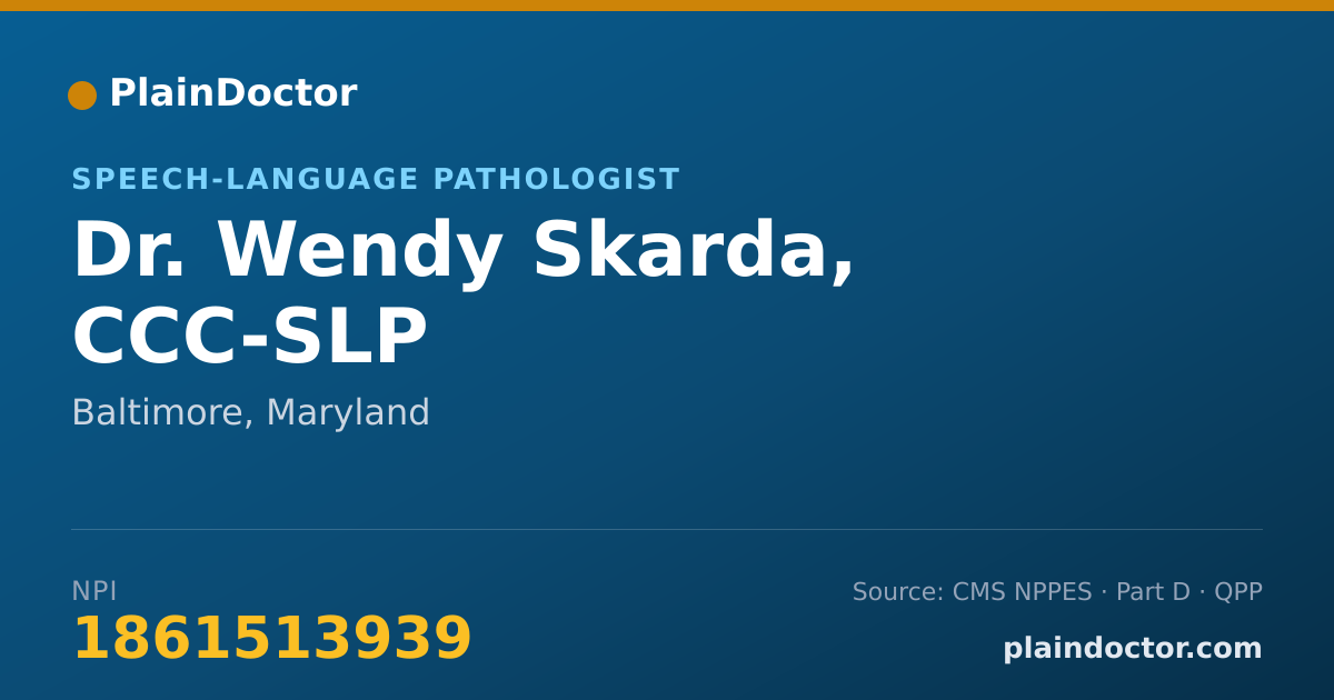 Shareable card for Wendy Skarda, CCC-SLP - Speech-Language Pathologist, Baltimore, MD