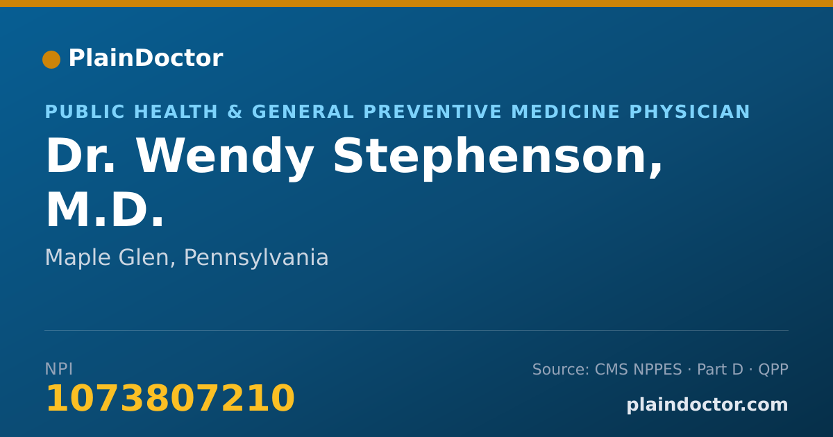 Shareable card for Wendy Stephenson, M.D. - Public Health & General Preventive Medicine Physician, Maple Glen, PA