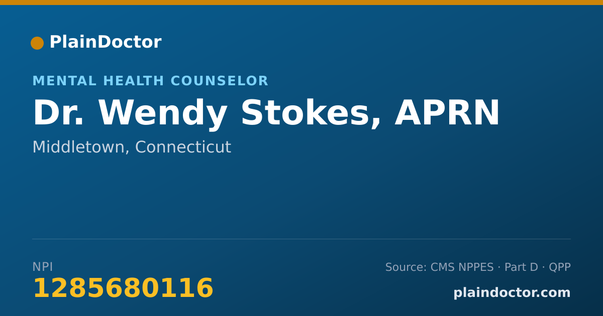 Shareable card for Wendy Stokes, APRN - Mental Health Counselor, Middletown, CT