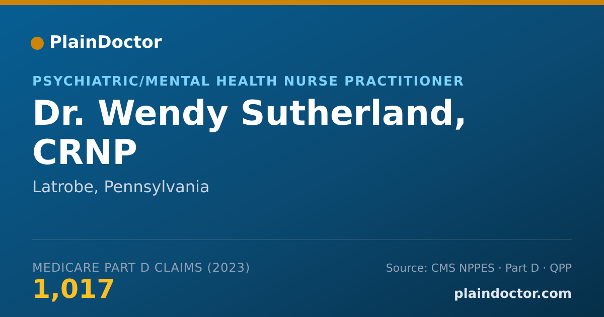 Shareable card for Wendy Sutherland, CRNP - Psychiatric/Mental Health Nurse Practitioner, Latrobe, PA