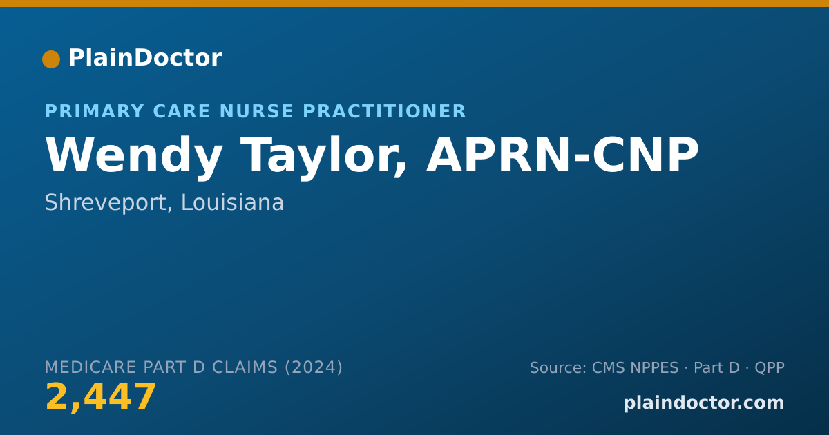 Shareable card for Wendy Taylor, APRN-CNP - Primary Care Nurse Practitioner, Shreveport, LA