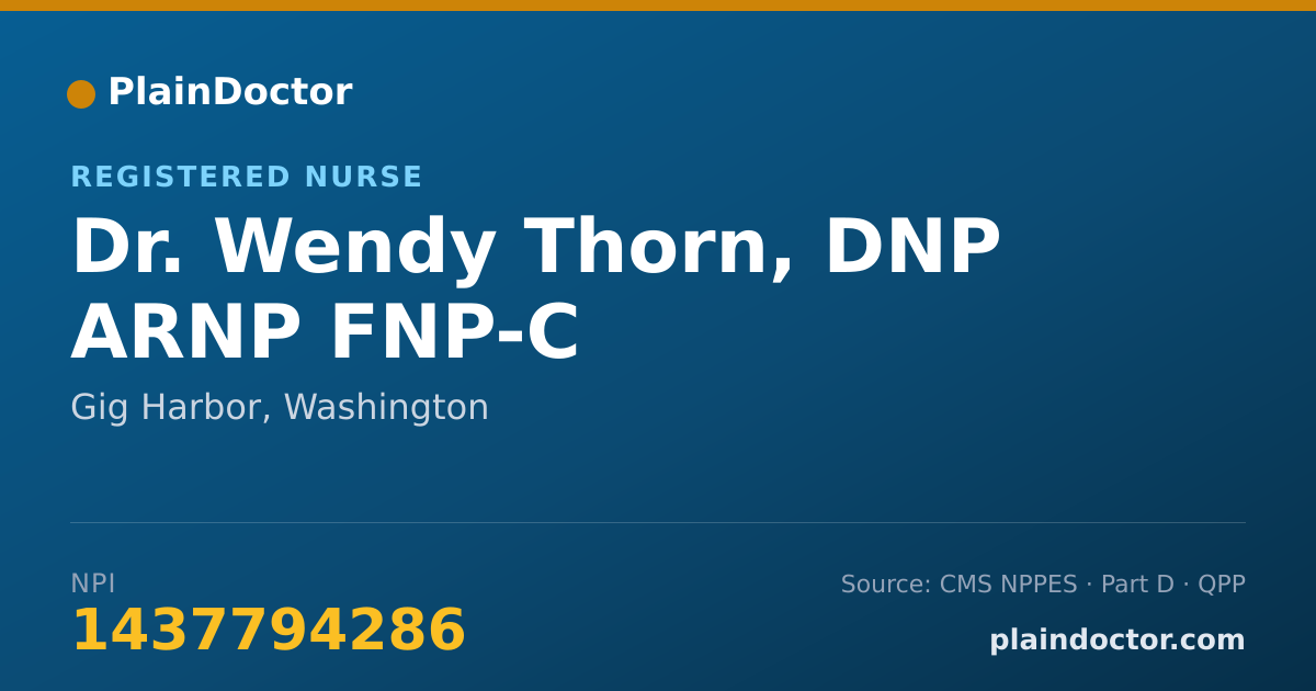 Shareable card for Wendy Thorn, DNP ARNP FNP-C - Registered Nurse, Gig Harbor, WA