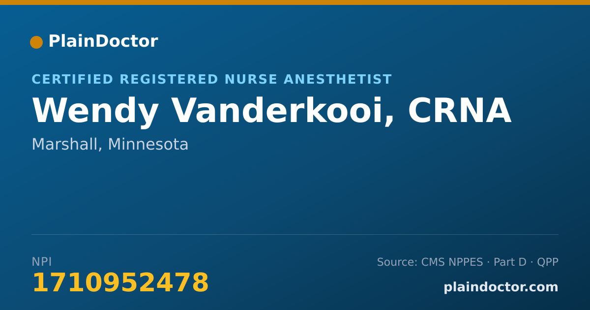 Shareable card for Wendy Vanderkooi, CRNA - Certified Registered Nurse Anesthetist, Marshall, MN