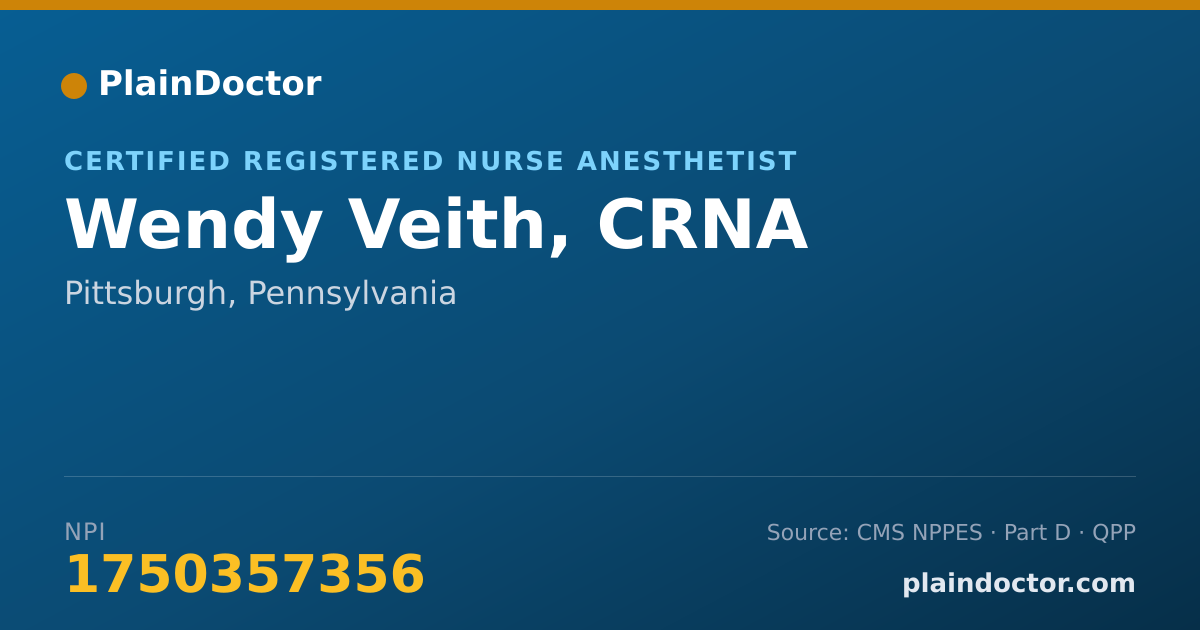 Shareable card for Wendy Veith, CRNA - Certified Registered Nurse Anesthetist, Pittsburgh, PA