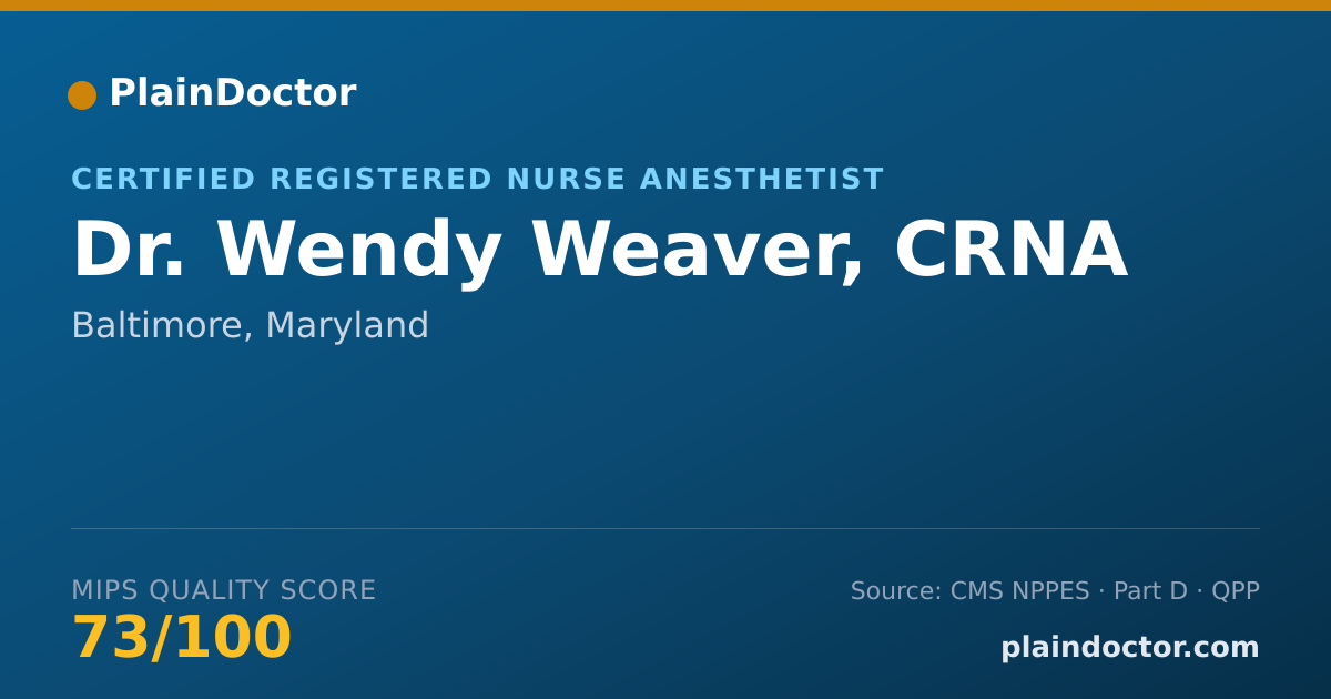 Shareable card for Wendy Weaver, CRNA - Certified Registered Nurse Anesthetist, Baltimore, MD