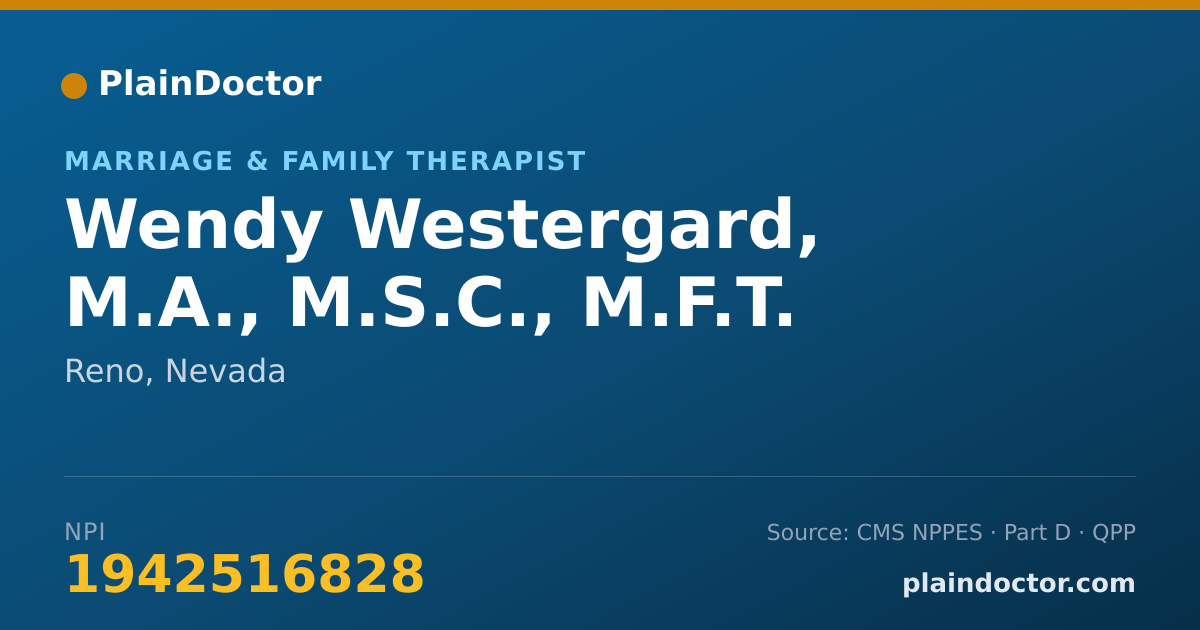 Shareable card for Wendy Westergard, M.A., M.S.C., M.F.T. - Marriage & Family Therapist, Reno, NV