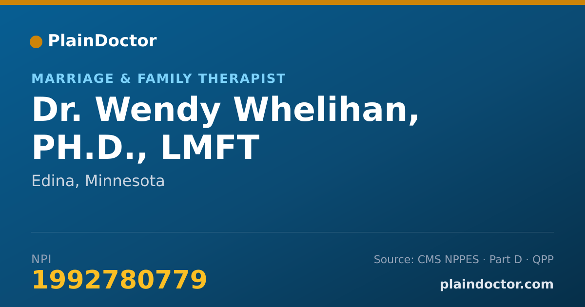 Shareable card for Wendy Whelihan, PH.D., LMFT - Marriage & Family Therapist, Edina, MN