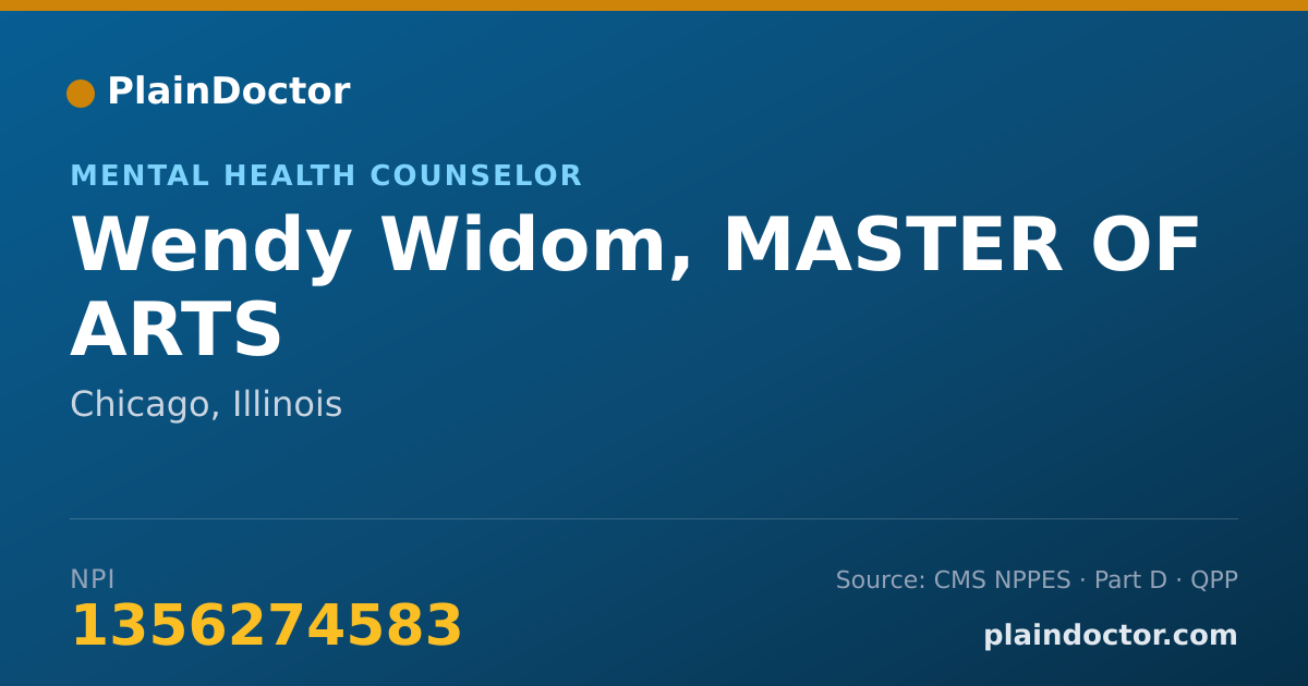 Shareable card for Wendy Widom, MASTER OF ARTS - Mental Health Counselor, Chicago, IL