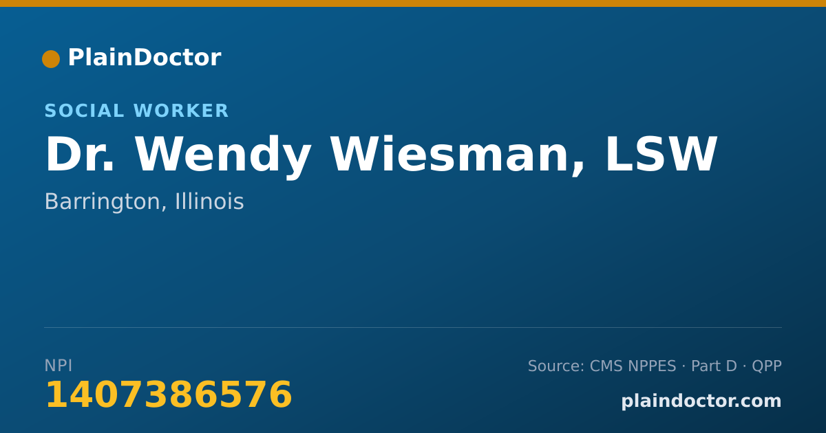Shareable card for Wendy Wiesman, LSW - Social Worker, Barrington, IL