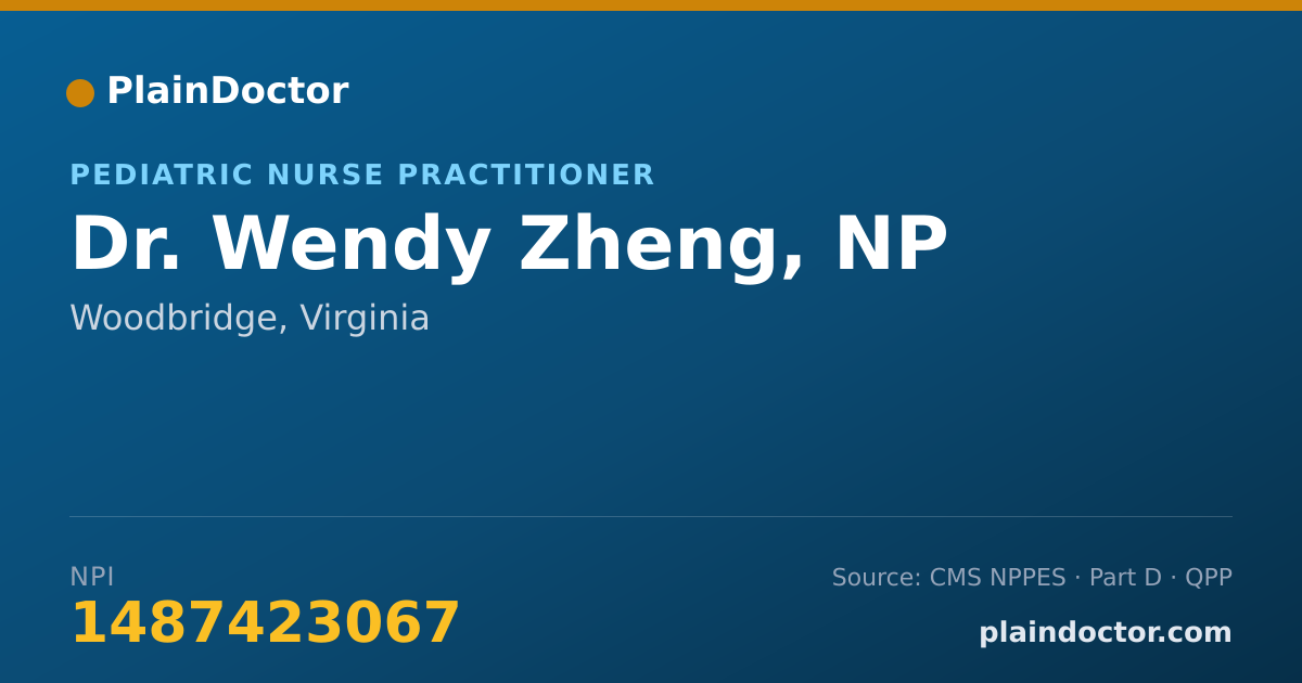 Shareable card for Wendy Zheng, NP - Pediatric Nurse Practitioner, Woodbridge, VA