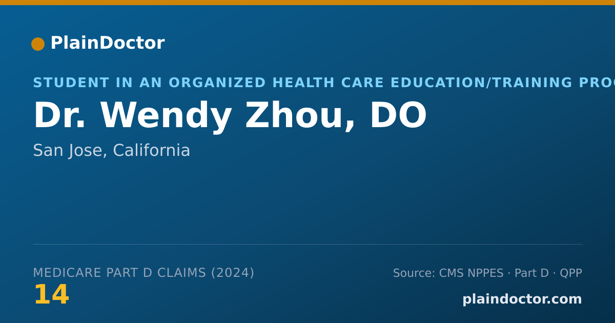 Shareable card for Wendy Zhou, DO - Student in an Organized Health Care Education/Training Program, San Jose, CA