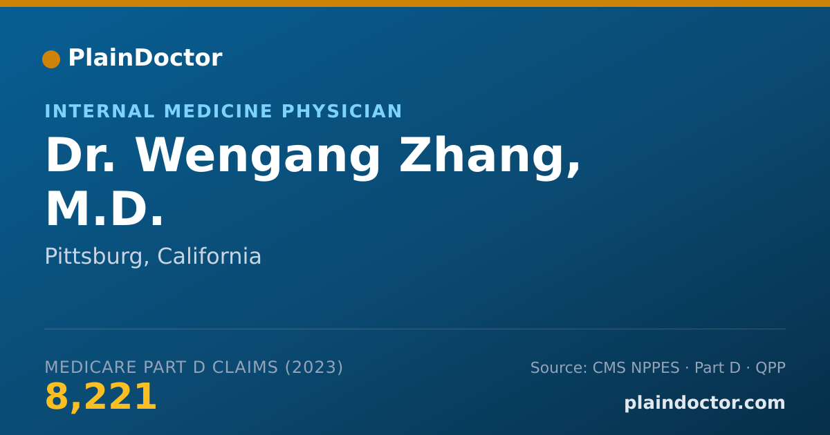 Shareable card for Wengang Zhang, M.D. - Internal Medicine Physician, Pittsburg, CA