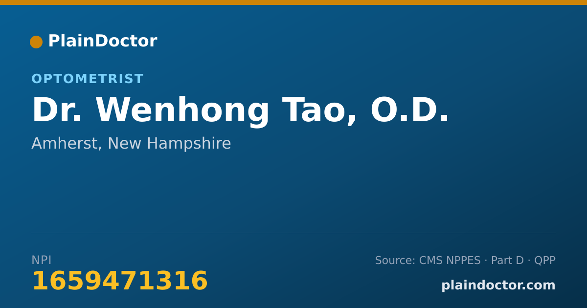 Shareable card for Wenhong Tao, O.D. - Optometrist, Amherst, NH