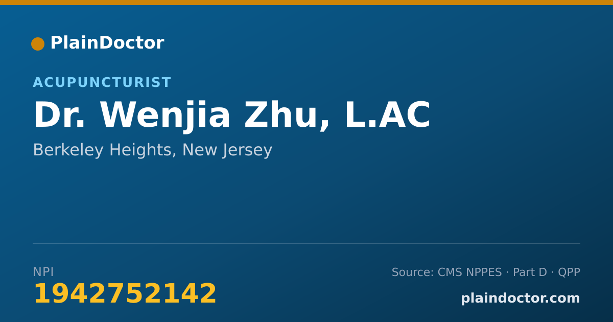Shareable card for Wenjia Zhu, L.AC - Acupuncturist, Berkeley Heights, NJ