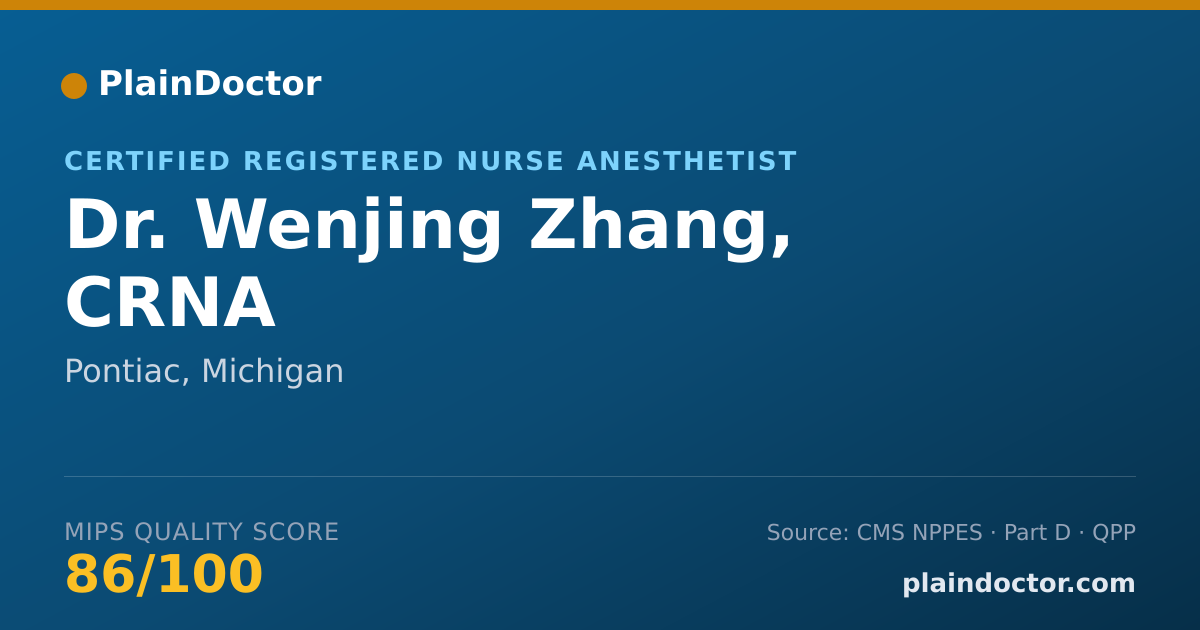 Shareable card for Wenjing Zhang, CRNA - Certified Registered Nurse Anesthetist, Pontiac, MI
