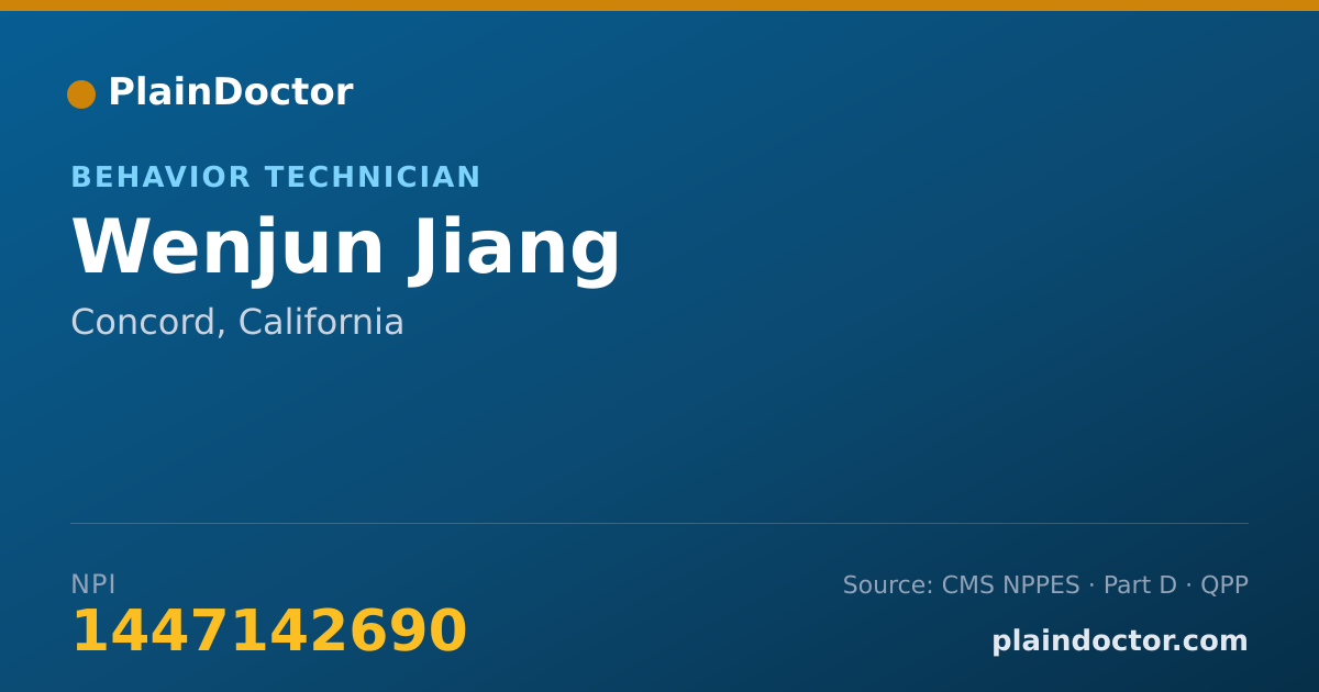 Shareable card for Wenjun Jiang - Behavior Technician, Concord, CA