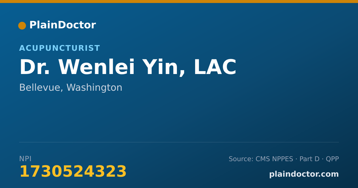 Shareable card for Wenlei Yin, LAC - Acupuncturist, Bellevue, WA