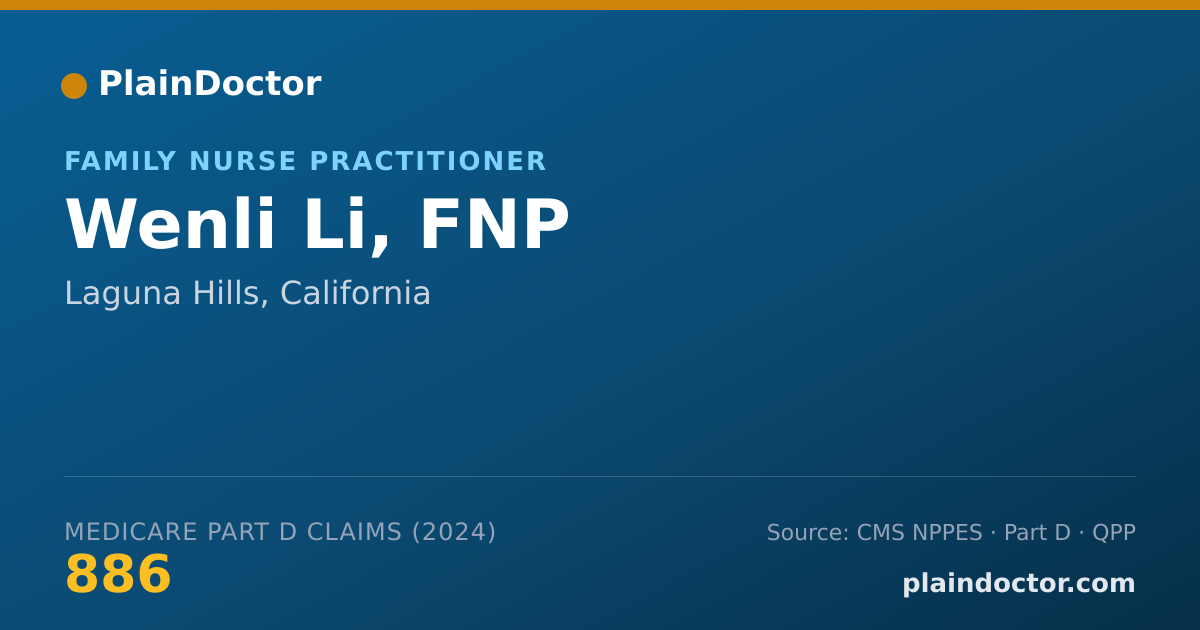 Shareable card for Wenli Li, FNP - Family Nurse Practitioner, Laguna Hills, CA