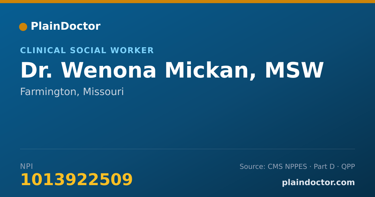 Shareable card for Wenona Mickan, MSW - Clinical Social Worker, Farmington, MO