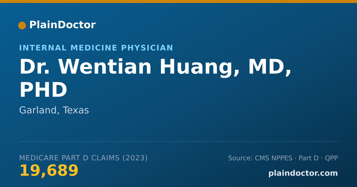 Shareable card for Wentian Huang, MD, PHD - Internal Medicine Physician, Garland, TX