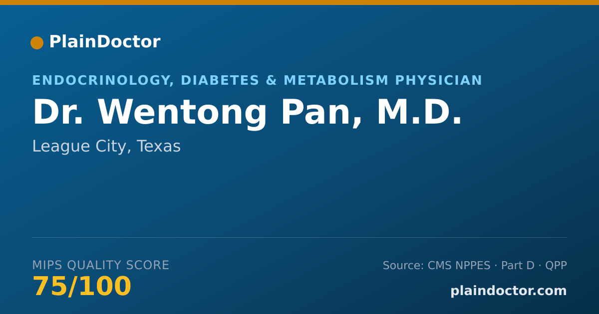Shareable card for Wentong Pan, M.D. - Endocrinology, Diabetes & Metabolism Physician, League City, TX